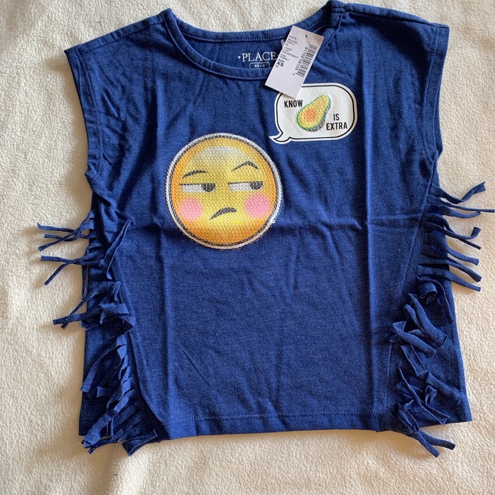 Children’s tank with fringe Navy